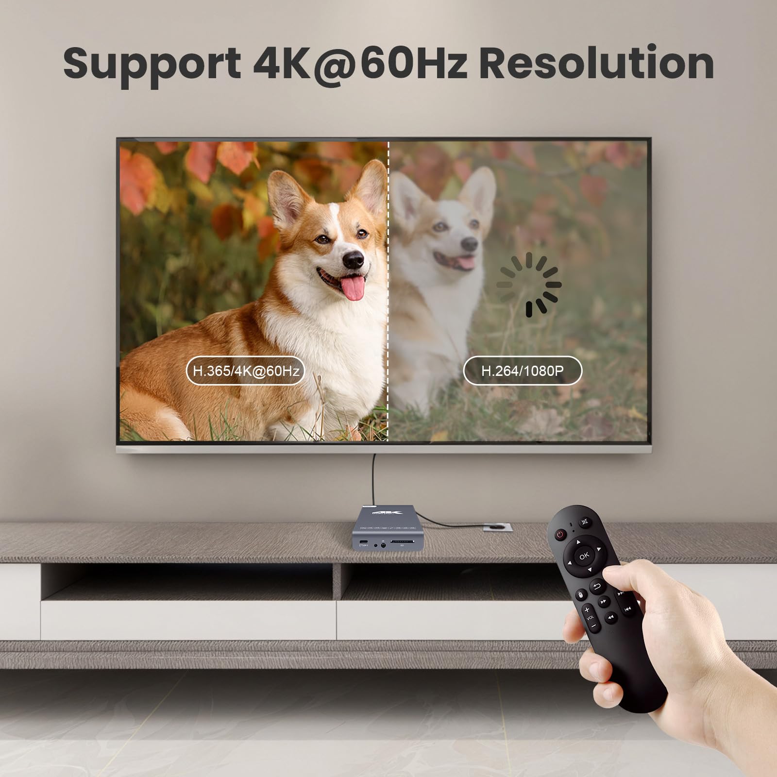 Lettore multimediale digitale HDMI 4K e custodia HDD 2 in 1, lettore video MP4 TV HD 4K a 60 Hz per unità USB di tipo C/scheda SD, segnaletica digitale, riproduzione automatica in loop