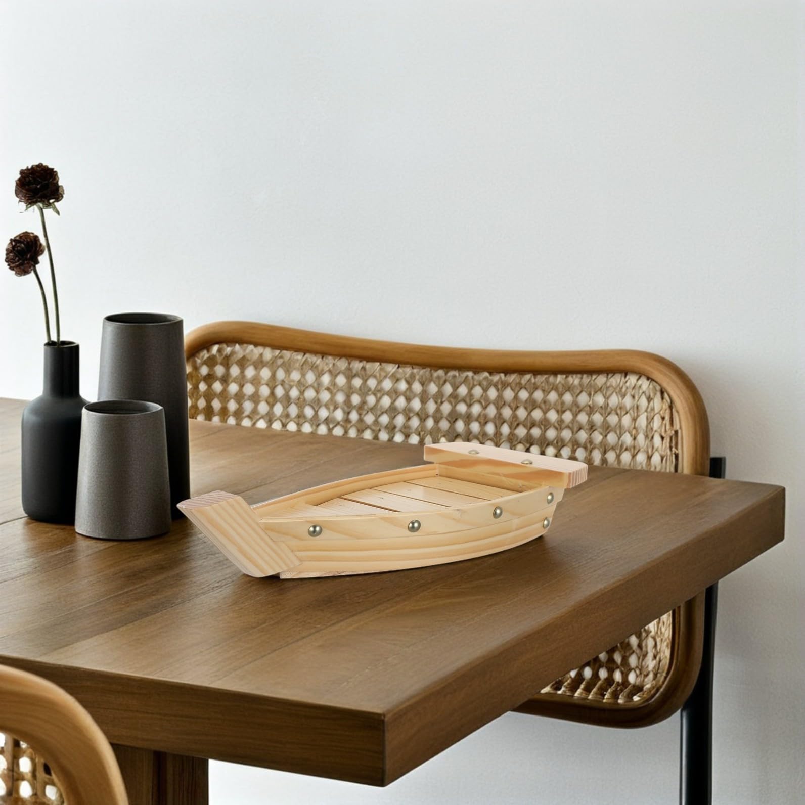 Uonlytech Plat de Bateau pour Sushi, Bois, Style Japonerie, Ambiance Noël