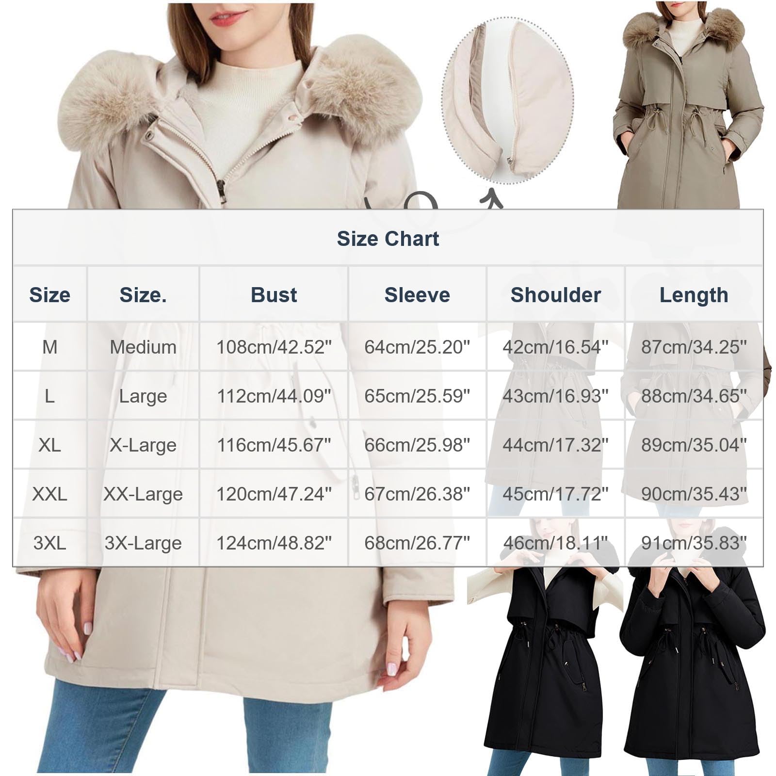 Giacca Militare Donna Imbottita e Pesante Media Lunghezza Con Cappuccio Piumino Trapuntato Imbottita in Caldo Giacca Parka Casual Outdoor Cappotti con Cappuccio Cappotto Cerniera Giacche Classico