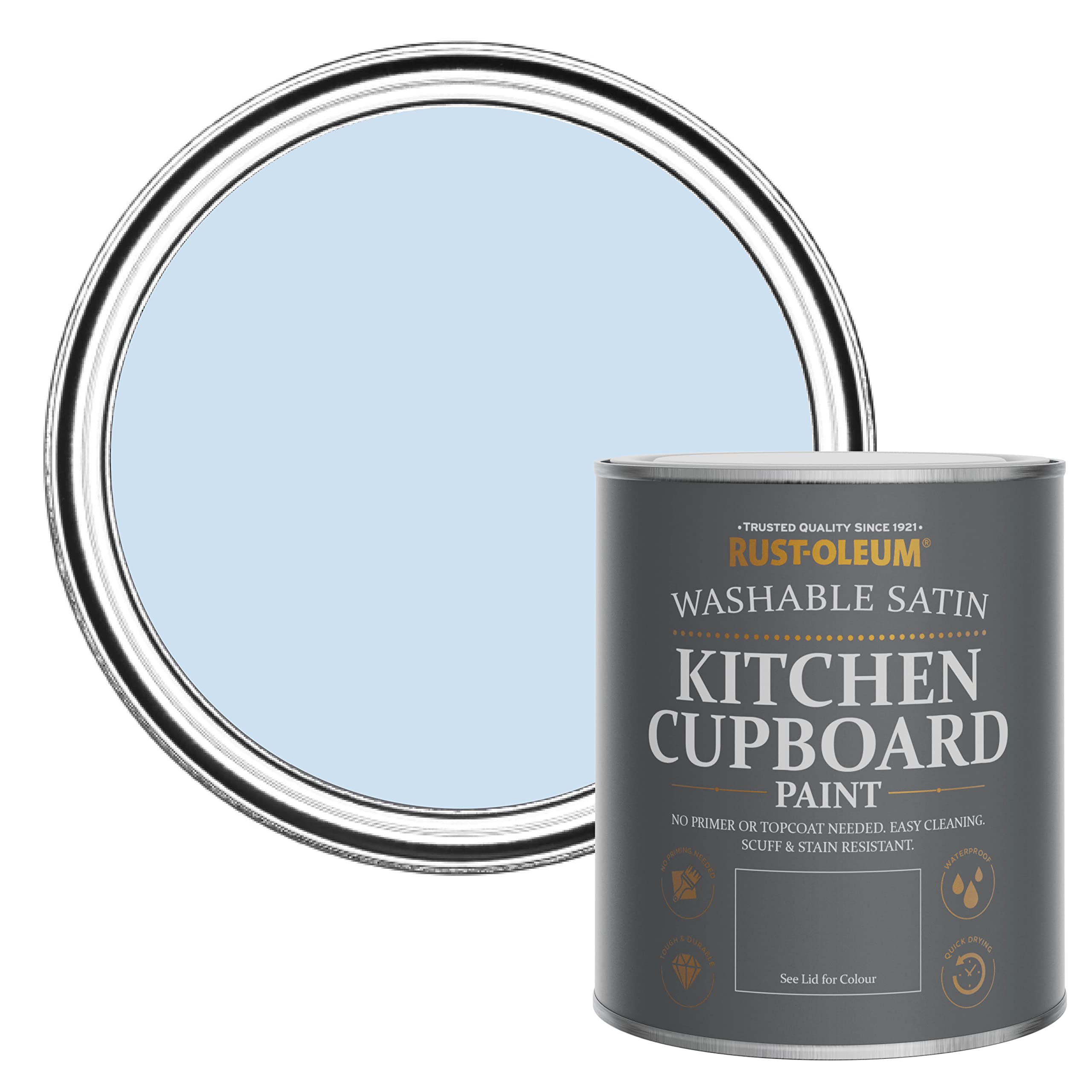 Rust-Oleum Blue Scrubbable Kitchen Cupboard Paint in Satin Finish - Powder Blue 750ml