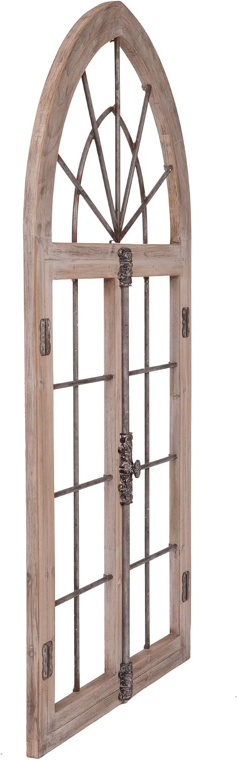 Patton Wall Decor 28x53 Distressed Gray Arched Cathedral Window, Frame Wall Decor