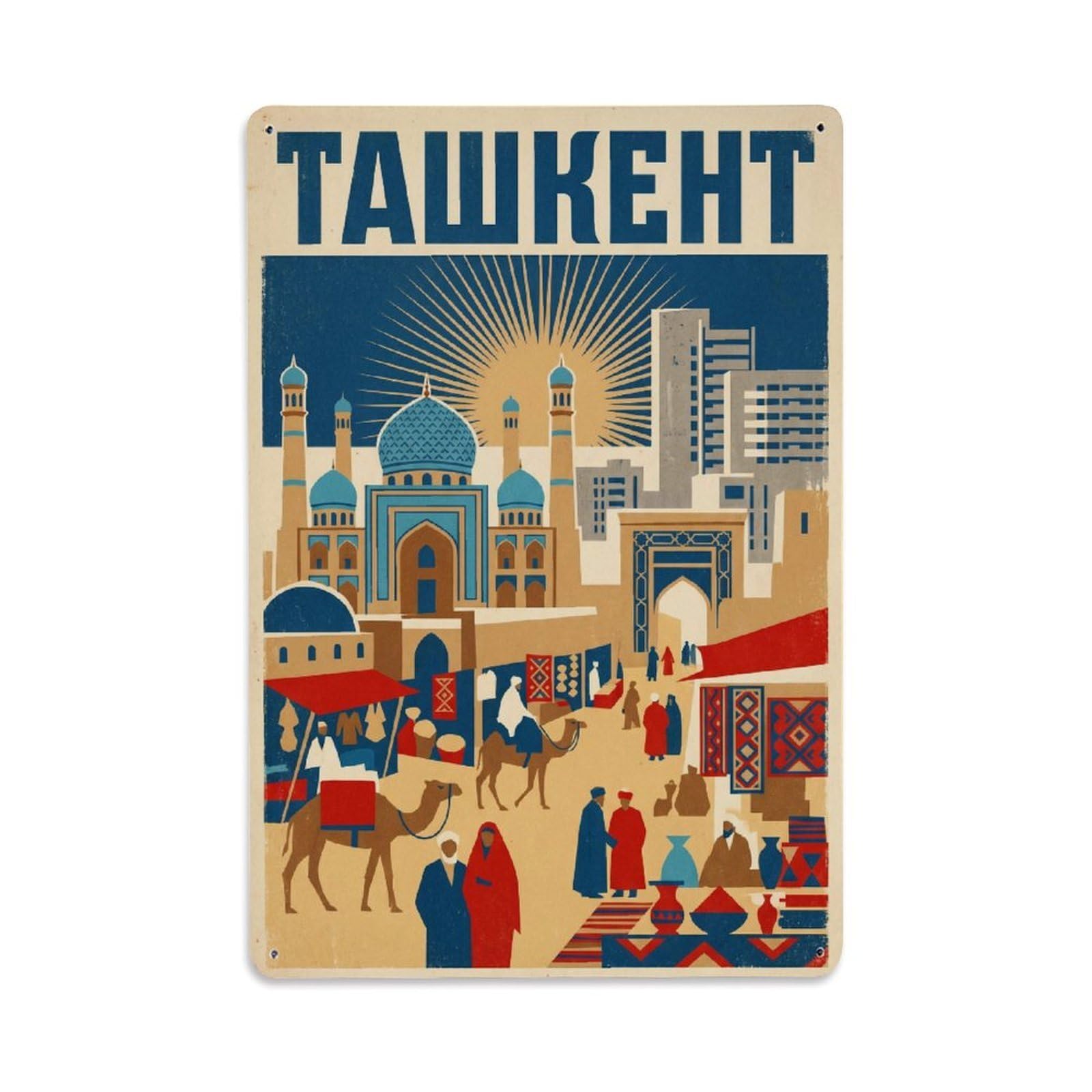 Huiyhb 8X12inch(20X30cm) Uzbekistan Tashkent Travel Retro Metal Tin Sign