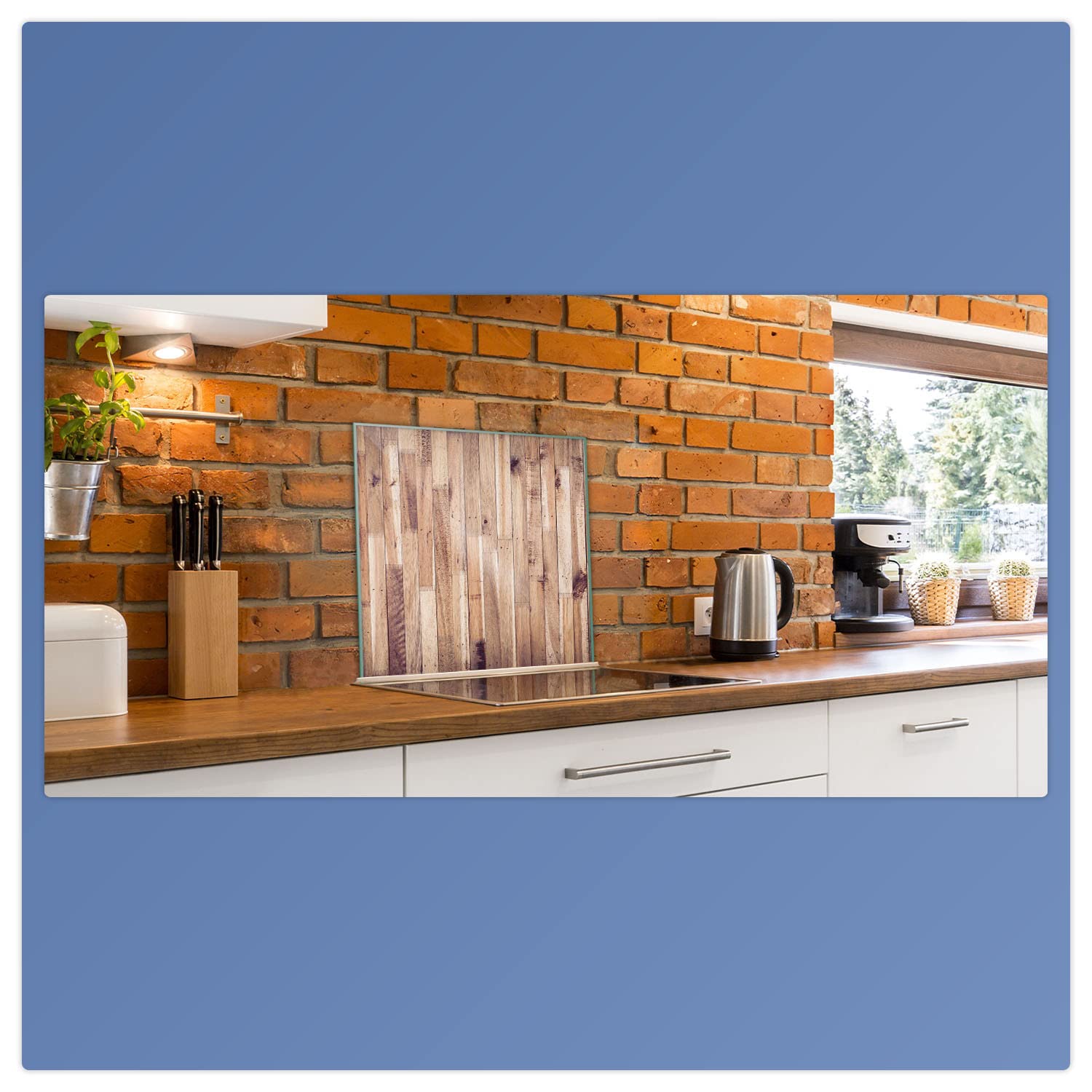 Herdabdeckplatte Abdeckung Ceranfeld Abdeckplatte Schneidebrett 1-Teilig 60x52 Bretter Holz Braun Spritzschutz Glasplatte Ceranfeldabdeckung Schutz Herdschutz Sicherheitsglas Glasschneidebrett