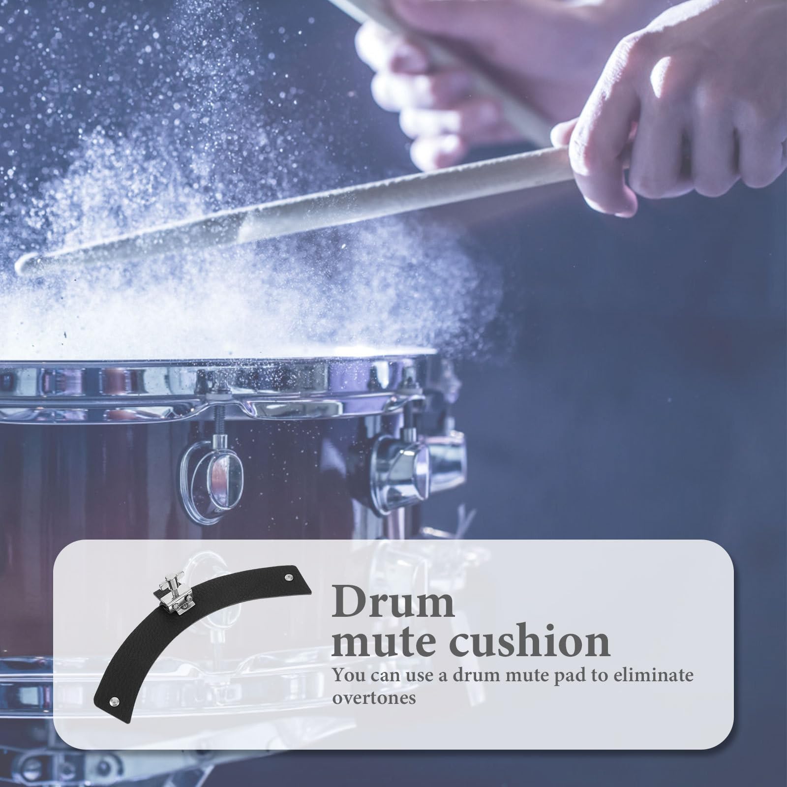 Amortisseur de Tambour en Cuir Noir Contrôle de Tonalité, Facile à Installer, Accessoire pour Batterie Acoustique et Percussion