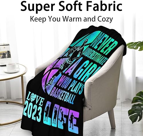 Miniatura 2 de Manta de baloncesto para adolescentes, tamaño de manta de 50 x 60 pulgadas, suave, esponjosa, acogedora, regalo, manta deportiva negra para