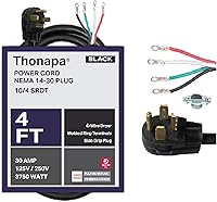 Vista 12 de Cable de secadora de 3 clavijas de 6 pies, Cable de extensión de electrodoméstico de 30 amperios, 3 clavijas de 6 pies, enchufe NEMA 10-30, 10/3 Gris