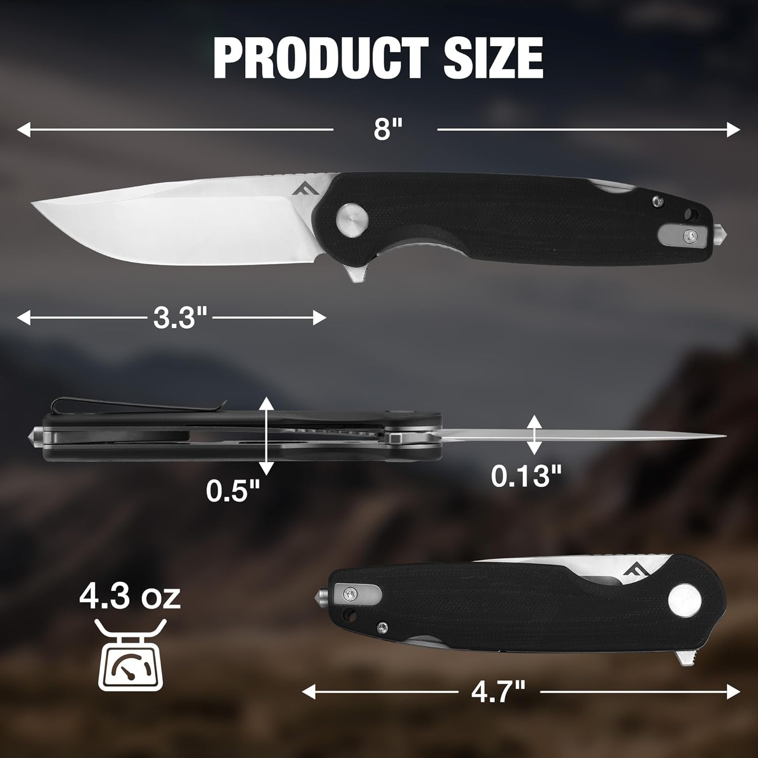 FLISSA Multitool Pocket Knife, 3.3" D2 Blade with G10 Handle, Liner Lock Folding Knife with Glass Breaker, Screwdrivers, Bottle Opener & Rope Cutter for EDC, Survival, Camping, Hiking (Black)