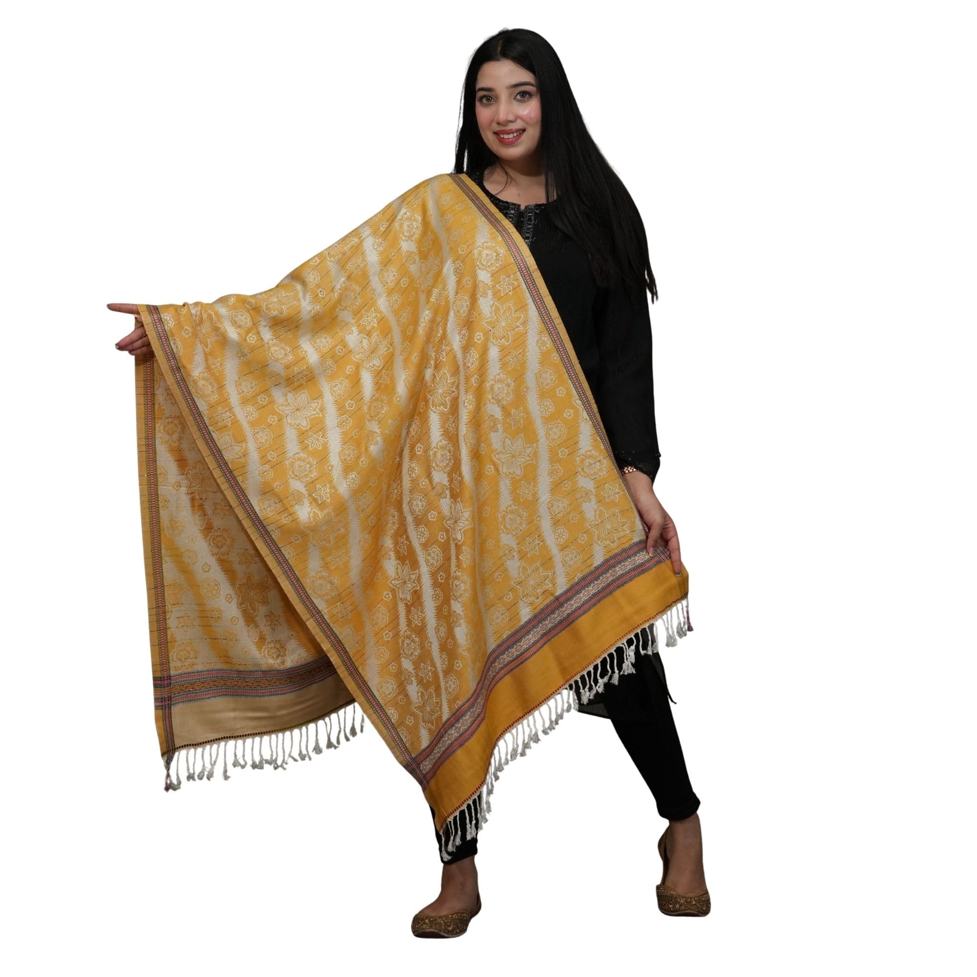 Women's Acrylic Self Design Shawl | Warm Traditional Fashion Accessory-image-36