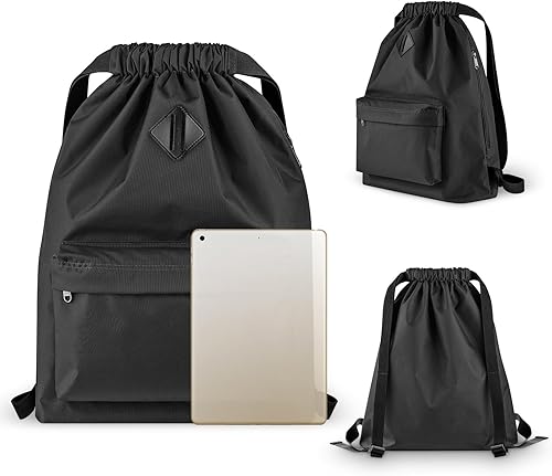 Miniatura 5 de Vorspack - Mochila con cordón resistente al agua para deportes y gimnasio, con bolsillo lateral para hombres y mujeres