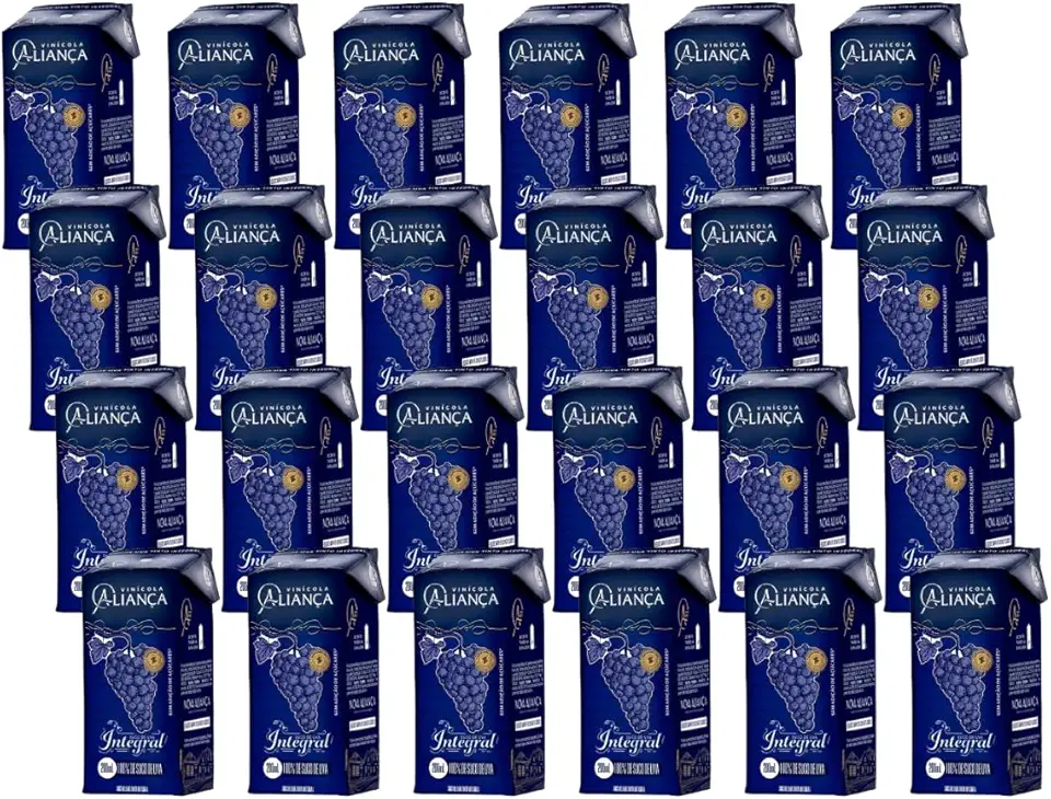 100% Suco Integral De Uva Tinto Sem Adição Açúcar - Fardo Com 24 Und 200ml Caixinha Canudinho Lanche Merenda Escolar - Aliança