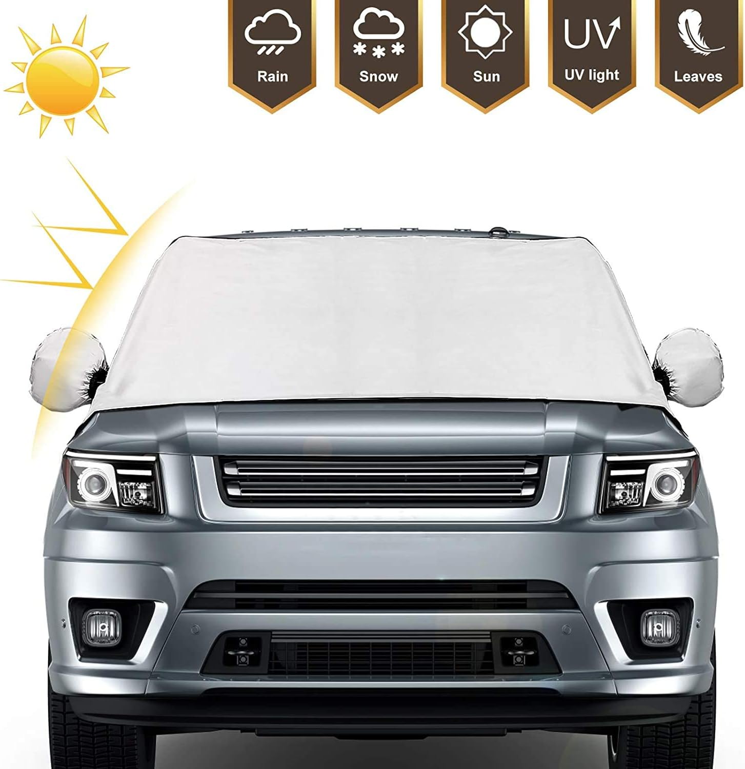 Car Windshield Snow Cover, Windshield Ice Cover with Mirror Covers Windproof Magnetic Sunshade Protector for Ice/Snow/Frost/UV Fit for Car/Truck/SUV-85x50