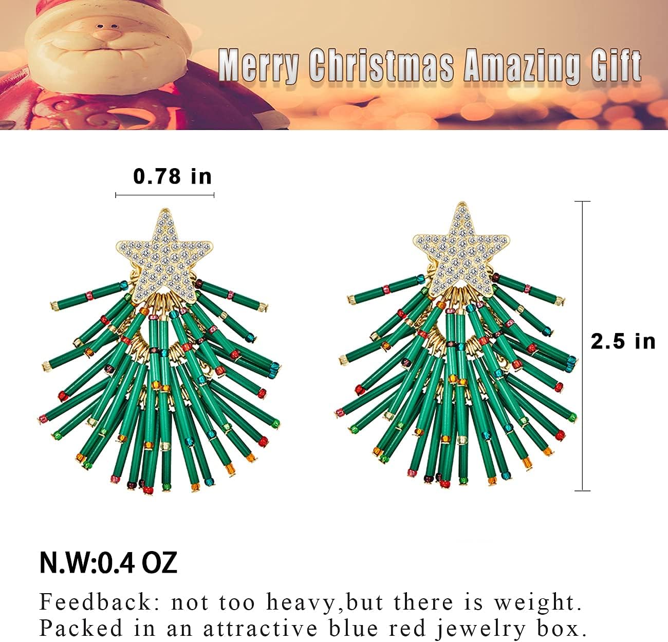 CLASSYZINT Christmas Earrings for Women Reindeer Bow Light Bulb Christmas Tree Tassel Earring Snowflake Dangle Earrings - Image 4