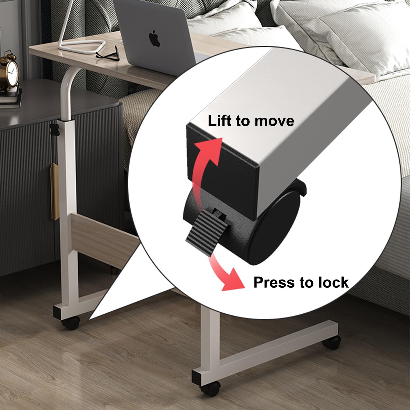 Mesa de Sala de conferenciasMesa de conferencias de Madera y Acero, Escritorio de computadora Moderno y Sencillo, Mesa elevadora Junto a la Cama, Adecuada para Dormitorio, Sala de