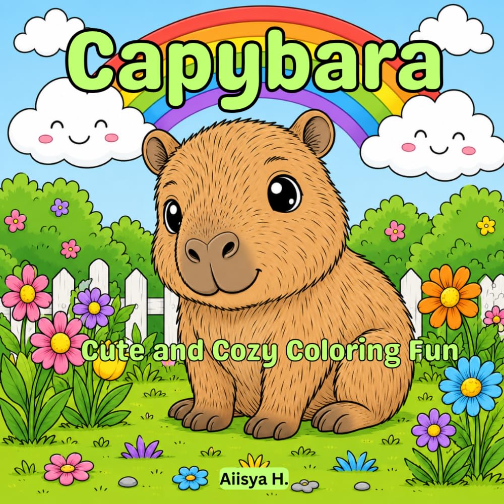 Capybara Cute and cozy coloring fun book: Simple and fun coloring book for kids