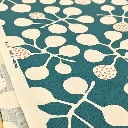 Amazon 北欧風 生地 リーフ 葉っぱ柄 ターコイズブルー オックス 綿100 布 布地 手芸 1ｍ単位 布 生地 通販