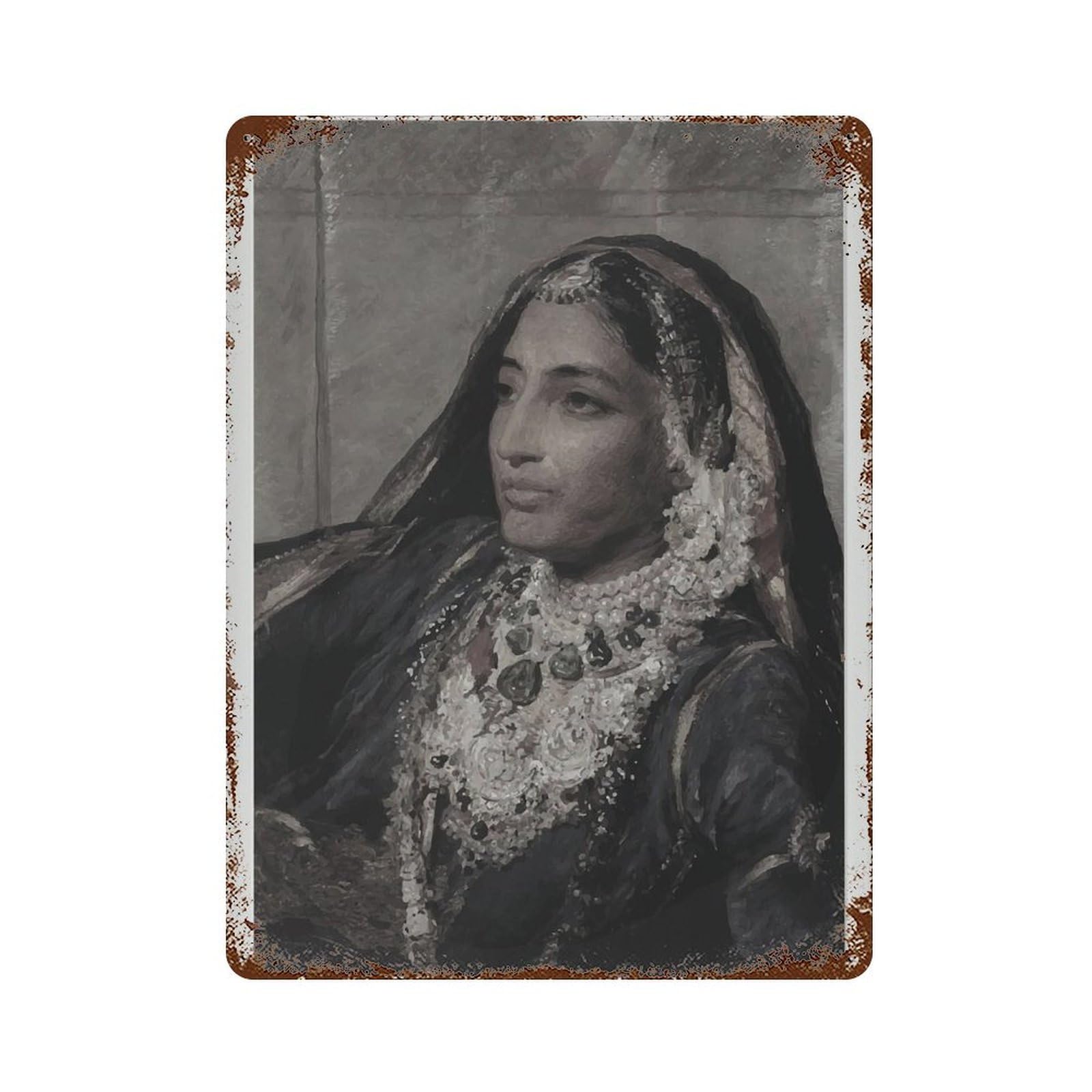 xiaoxiaoshen Maharani Jind Kaur Vintage Photo ， Historical Wall Decor Art Metal Tin Poster Modern Home Decor Art Home Bar Shop Decorations Vintage Sign 40x30cm