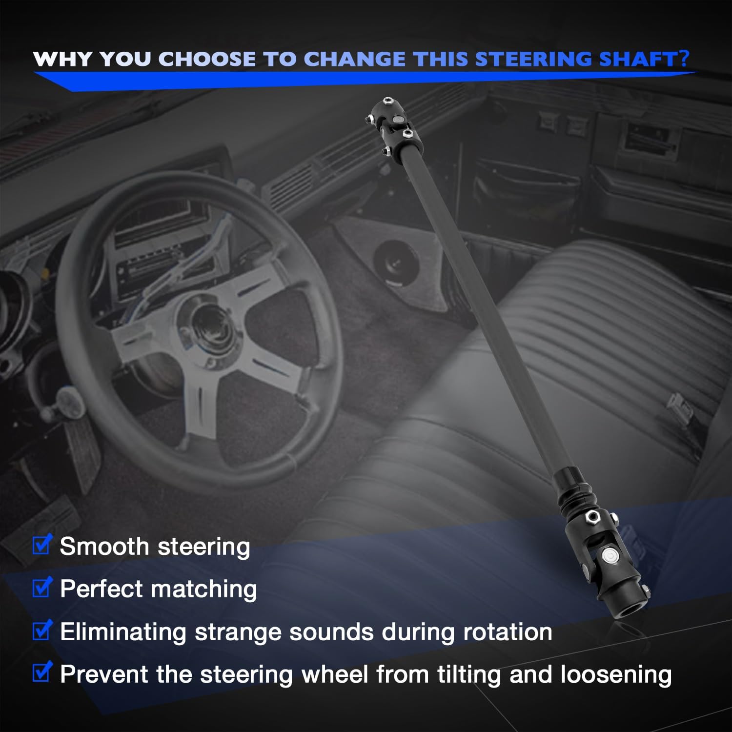 Telescopic Lower Steering Column Shaft Compatible with 1979-1994 Full Size Chevy & GMC Heavy Duty Telescopic Steel Lower Steering Shaft Replace # 000935