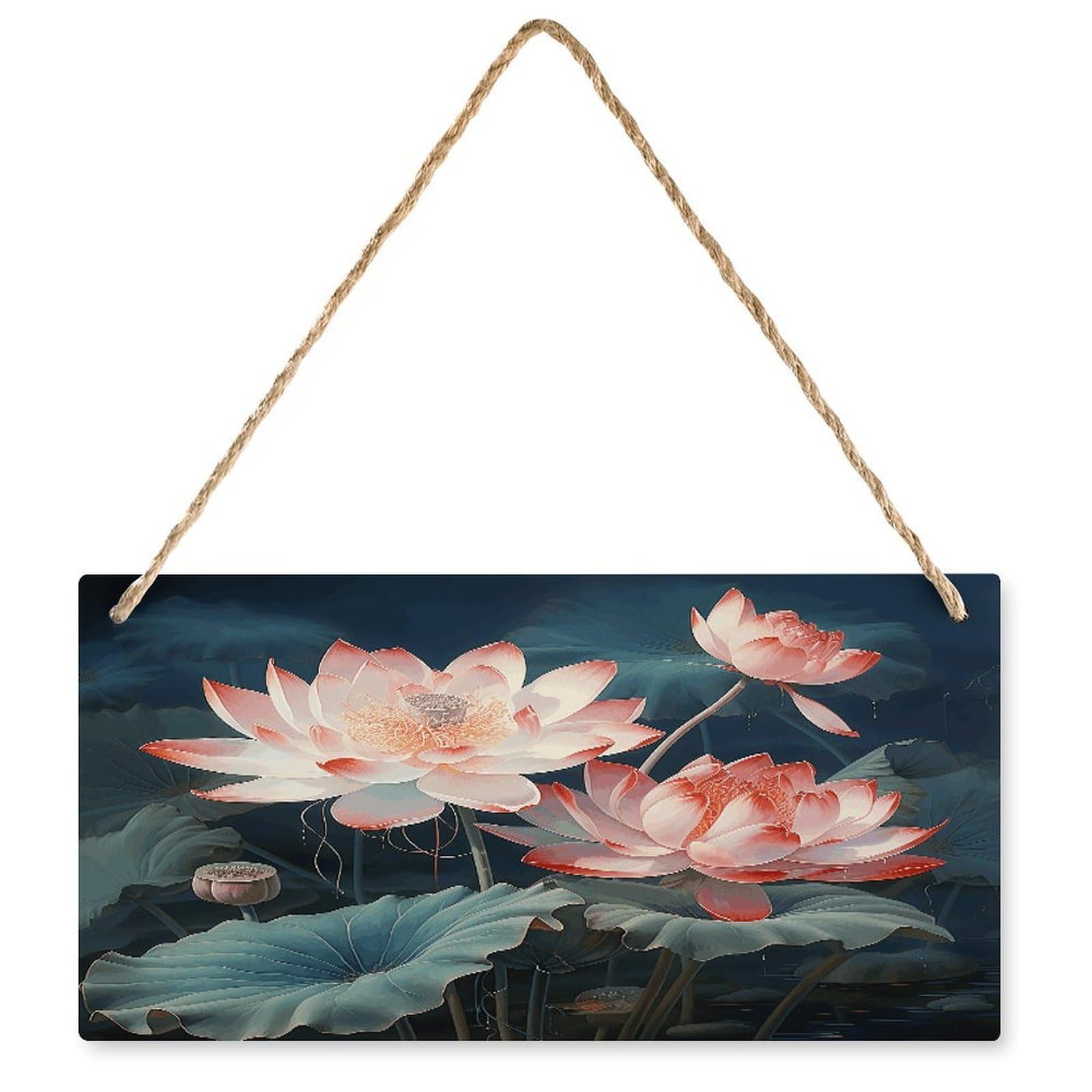 Fodpand Style Dragonfly And Lotus Wall Art Wooden Hanging Sign Decor, Artwork For Wall Decoration, Funny Plaque For Bedroom Kitchen Living Room Home Decoration 9.8 X 4.9 Inch