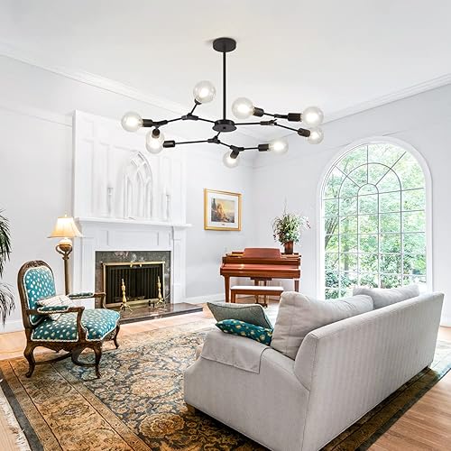 Miniatura 32 de KCO Lighting Modern Sputnik - Lámpara colgante de latón cepillado, lámpara industrial empotrada, lámpara colgante ajustable para sala de estar