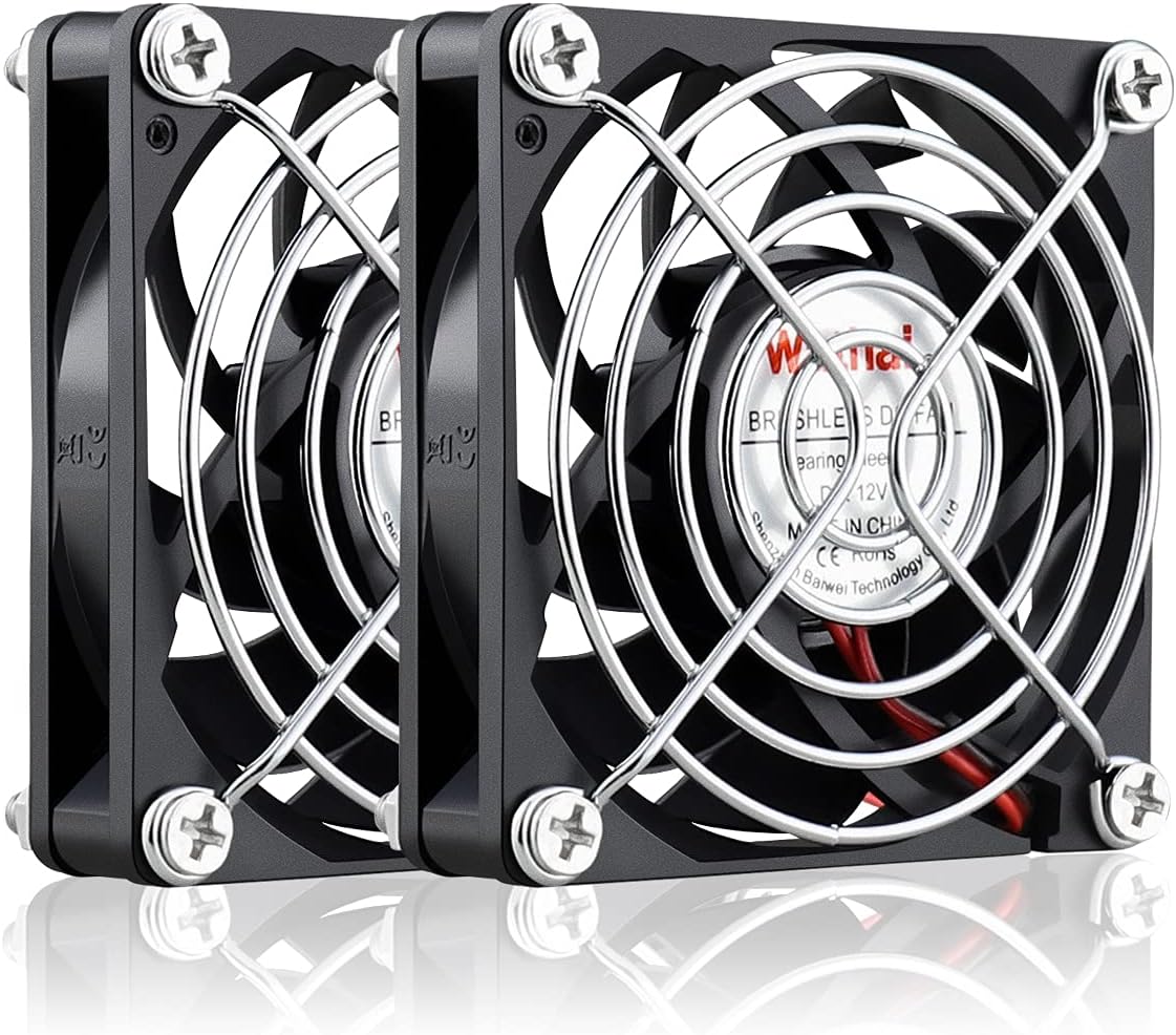 Wathai DC 12V Cooler Case Fan 70mm x 70mm x 15mm 2Pin Brushless Cooling Fan High Performance 2Pack