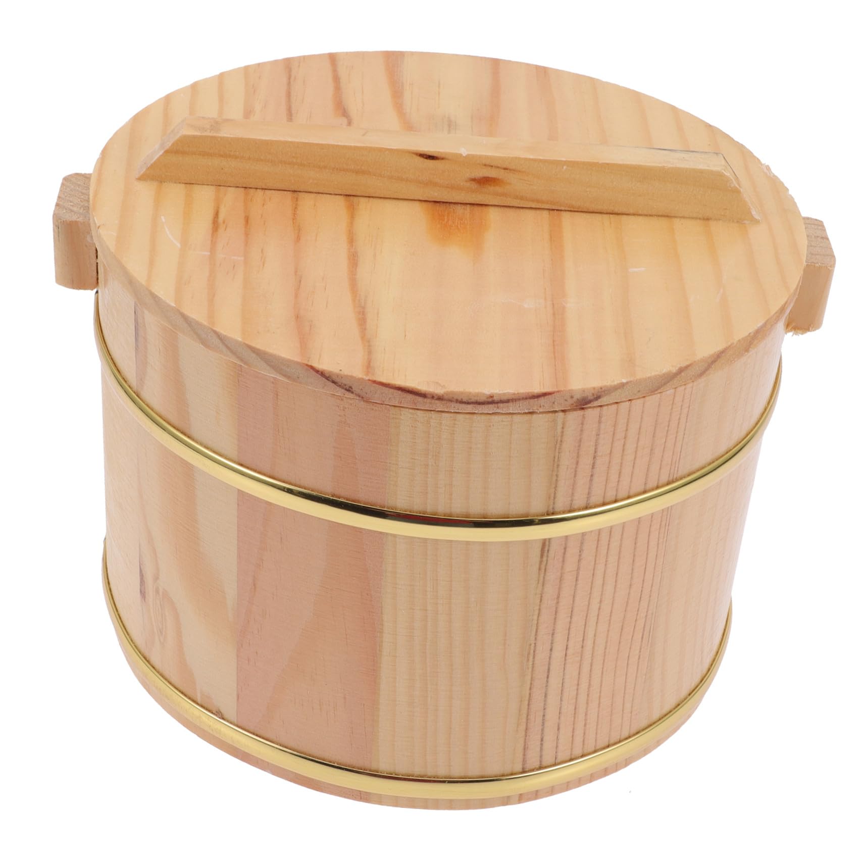 Seau à riz en bois haut de gamme 18 cm récipient traditionnel avec inox
