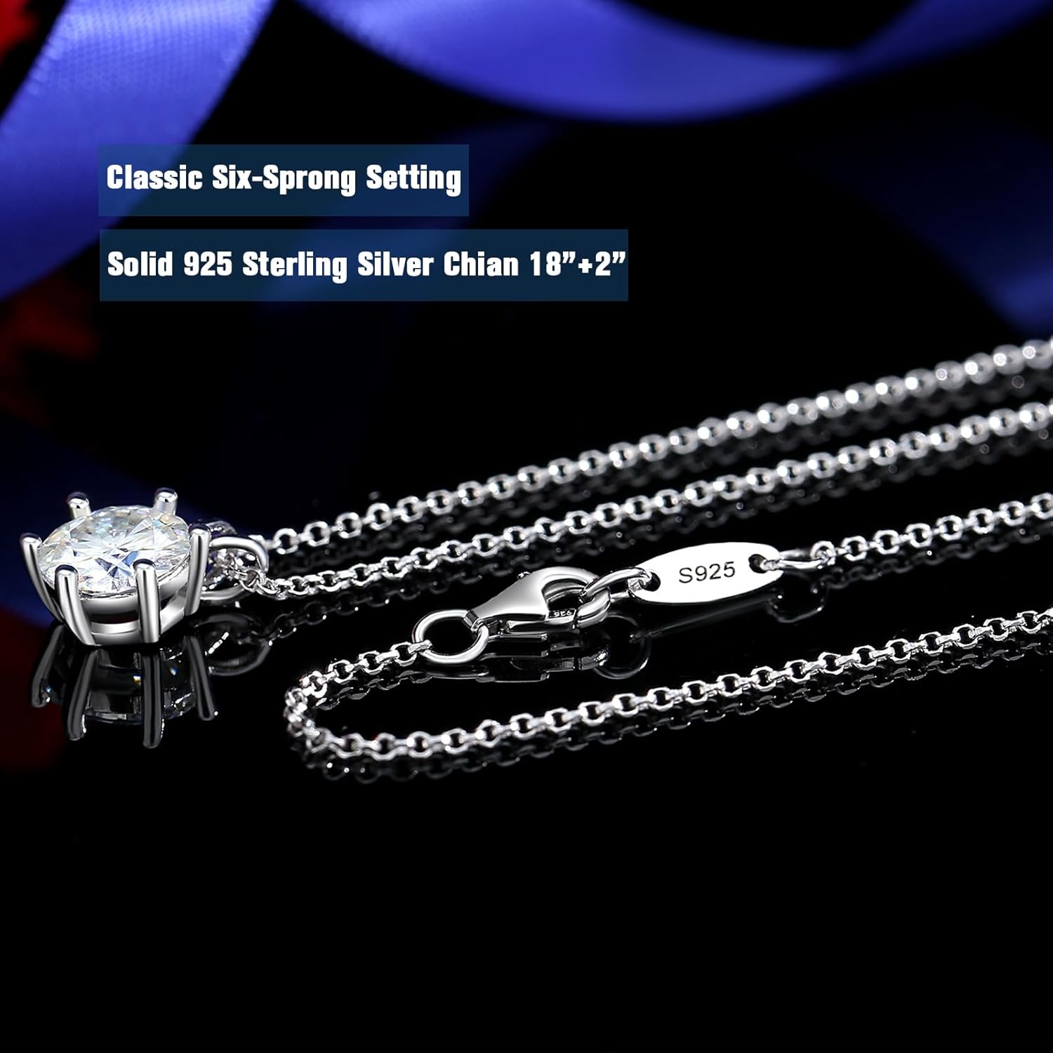 925 Sterling Silver Moissanite Necklace for Women, 1-2Ct Lab Grown Solitaire Moissanite Diamond Pendant 18K White/Yellow Gold Plated Jewelry Gifts for Her - Image 4