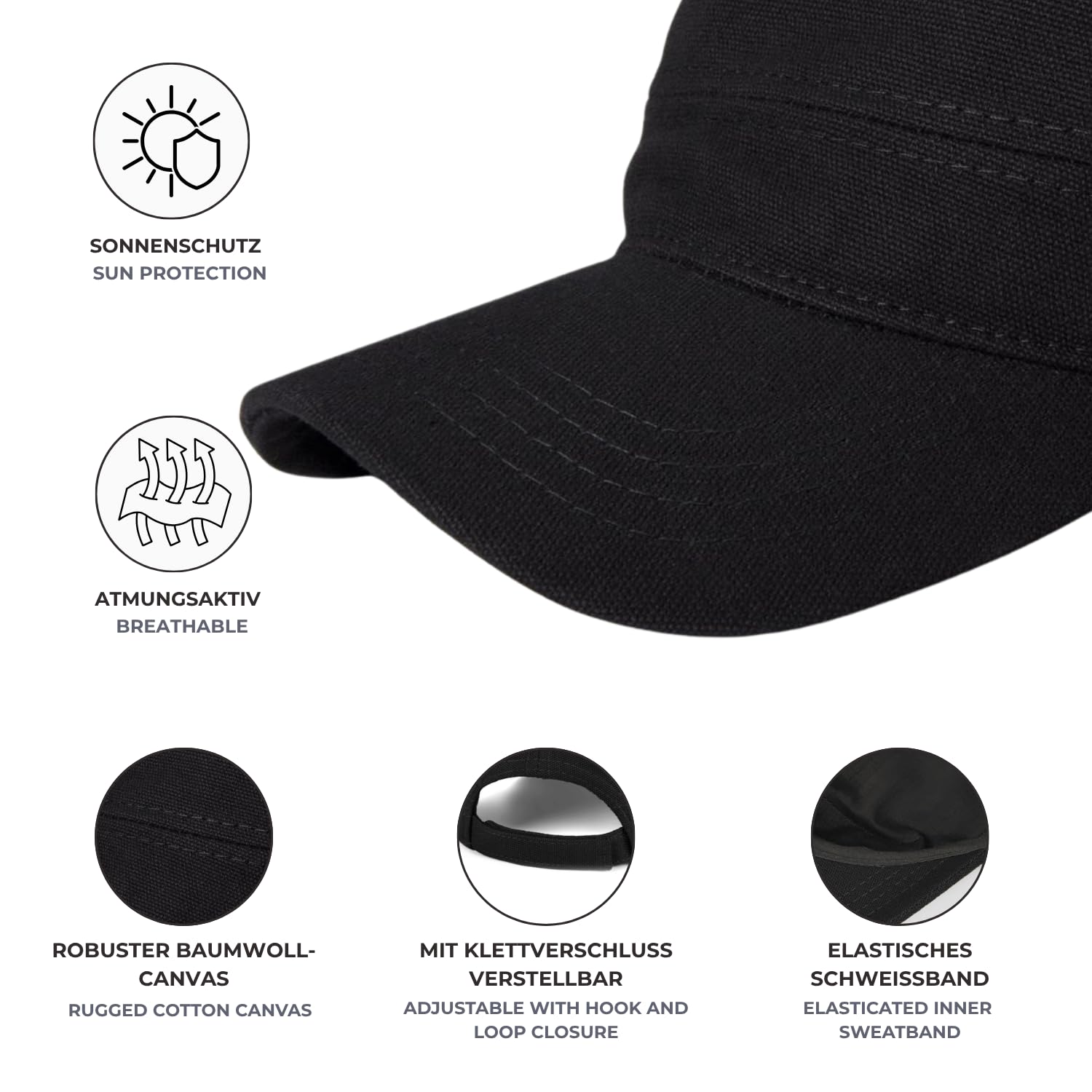 styleBREAKER Gorra Militar Unisex de Lona con Visera Curva, Ajustable para Hombres y Mujeres, Estilo táctico, Ideal para Uso Casual y Outdoor