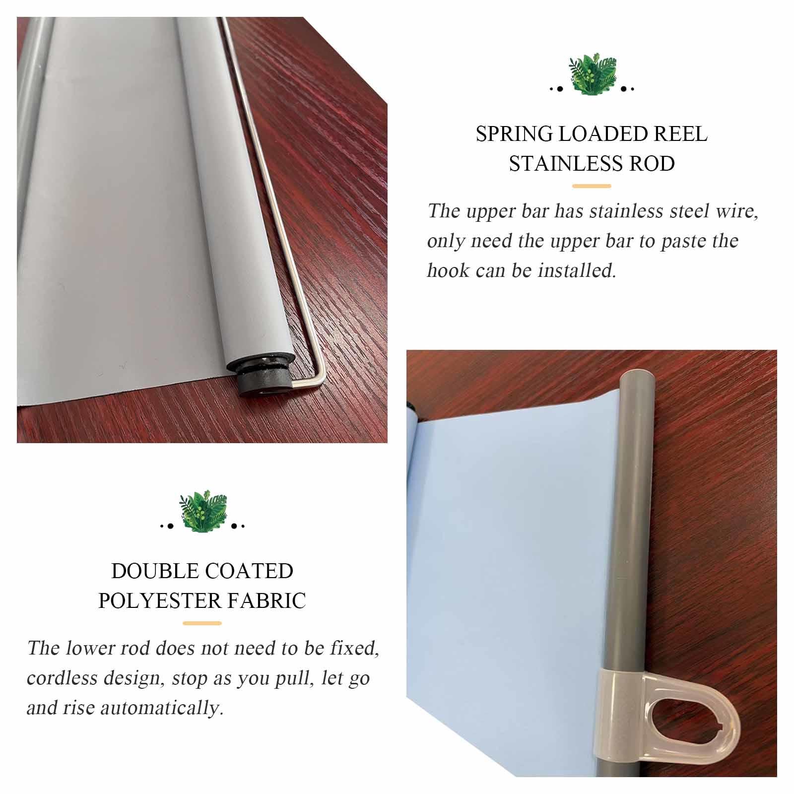 Tenda avvolgibile oscurante senza fili, portatile, retrattile, senza trapano, avvolgibile, con ventose e ganci, parasole temporaneo, isolante, per casa e ufficio (blu, 32 x 150 cm)