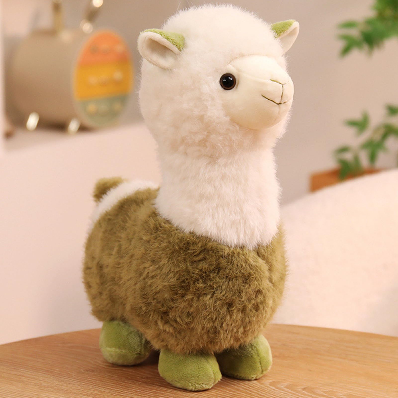 JORCEDI Alpaca Teddy Plush, 30cm/11.81inch Fluffy Soft Toy, Simulated Animal Cuddly Toys Doll Gift for Boy, Girl, Adult (green)