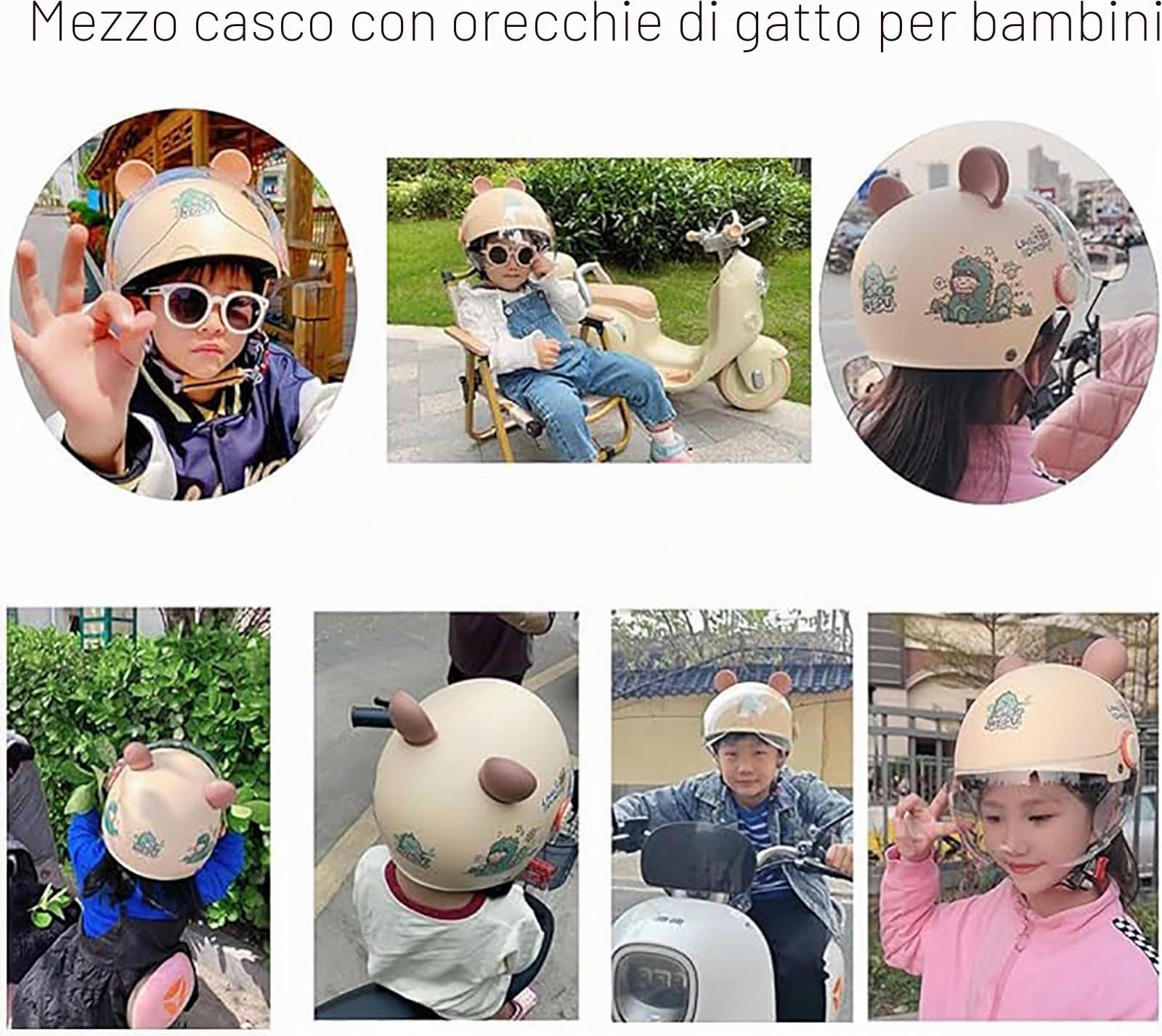 Casco Da Moto Demi Jet Per Bambini, Casco Da Moto Per Bambini, Casco Da Scooter Omologato ECE Con Visiera Parasole, Alla Moda Per Ragazzi E Ragazze Dai 4 Ai 14 Anni F,47-55CM