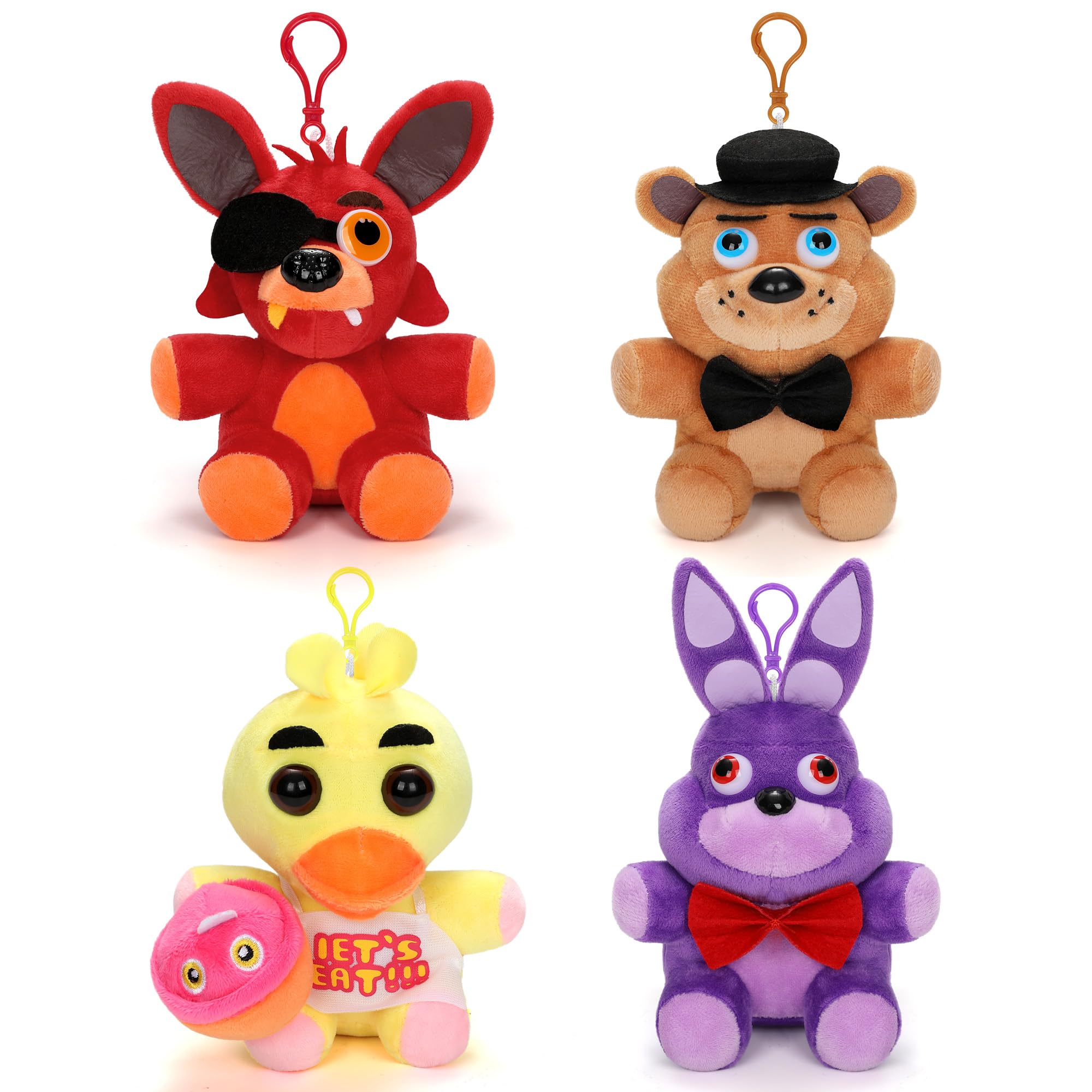Mukity4 Pcs Night Plushies Set - 6.5'' Cartoon Plush Stuffed Toys Pillows Doll Keychains Gifts for Kids Boys Girls Fans