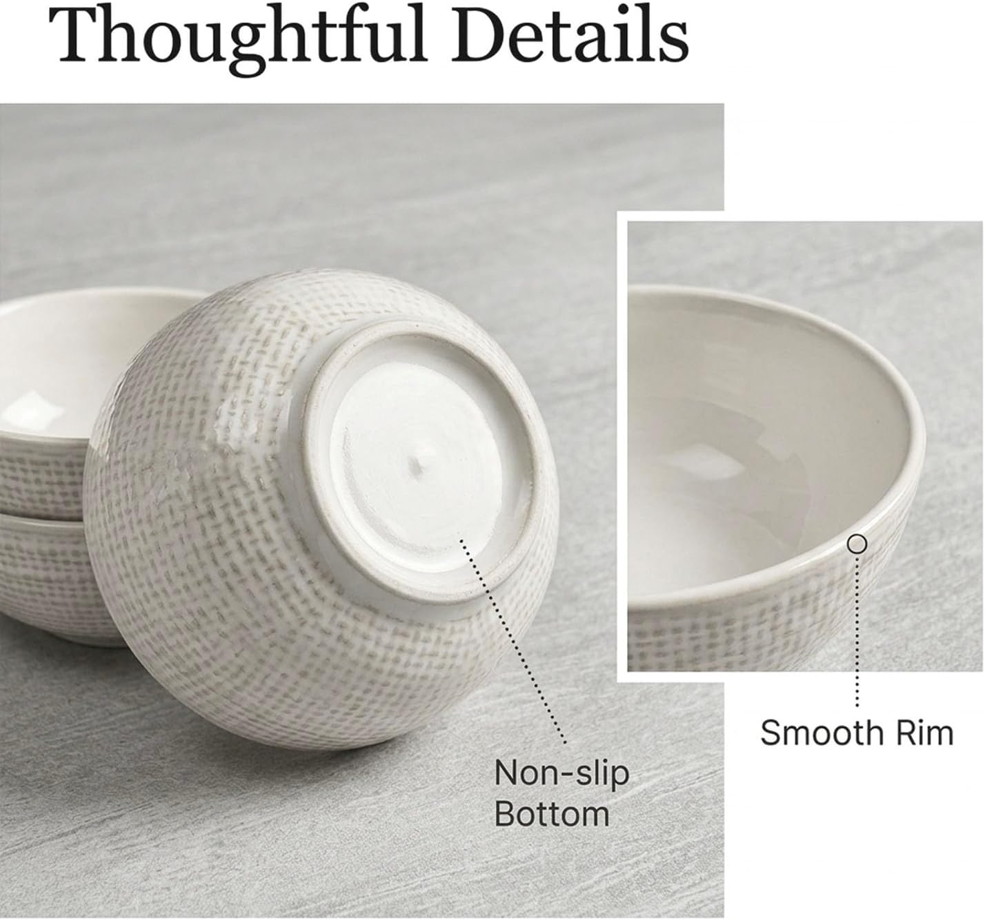 Ceramic Cereal Bowls Set of 4, 23 oz Serving Soup Bowl set, for Ramen, Salad, Pasta, Rice, Oatmeal, Asian Cuisine & Kitchen Use, Microwave & Dishwasher Safe, 6.2 Inch