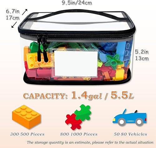 Miniatura 2 de Organizador de almacenamiento de juguetes grande mejorado, bolsas de almacenamiento de juguetes transparentes con etiqueta y bolsillo manual para
