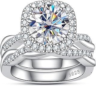 Princess/Round Cut Moissanite Wedding Rings Sets Infinity Bridal Set D Color VVS1 925 Sterling Silver Twisted Vine Engagement Promise Anniversary Ring for Women With Certificate