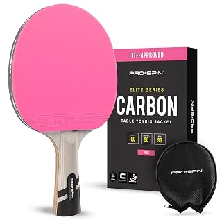 PRO-SPIN Ping Pong Paddles – ITTF Approved Professional Table Tennis Rackets with Carbon Fiber for Superior Control | 7-Ply Blade, Premium Rubber, 2.0mm Sponge, (Pink, 1-Pack)