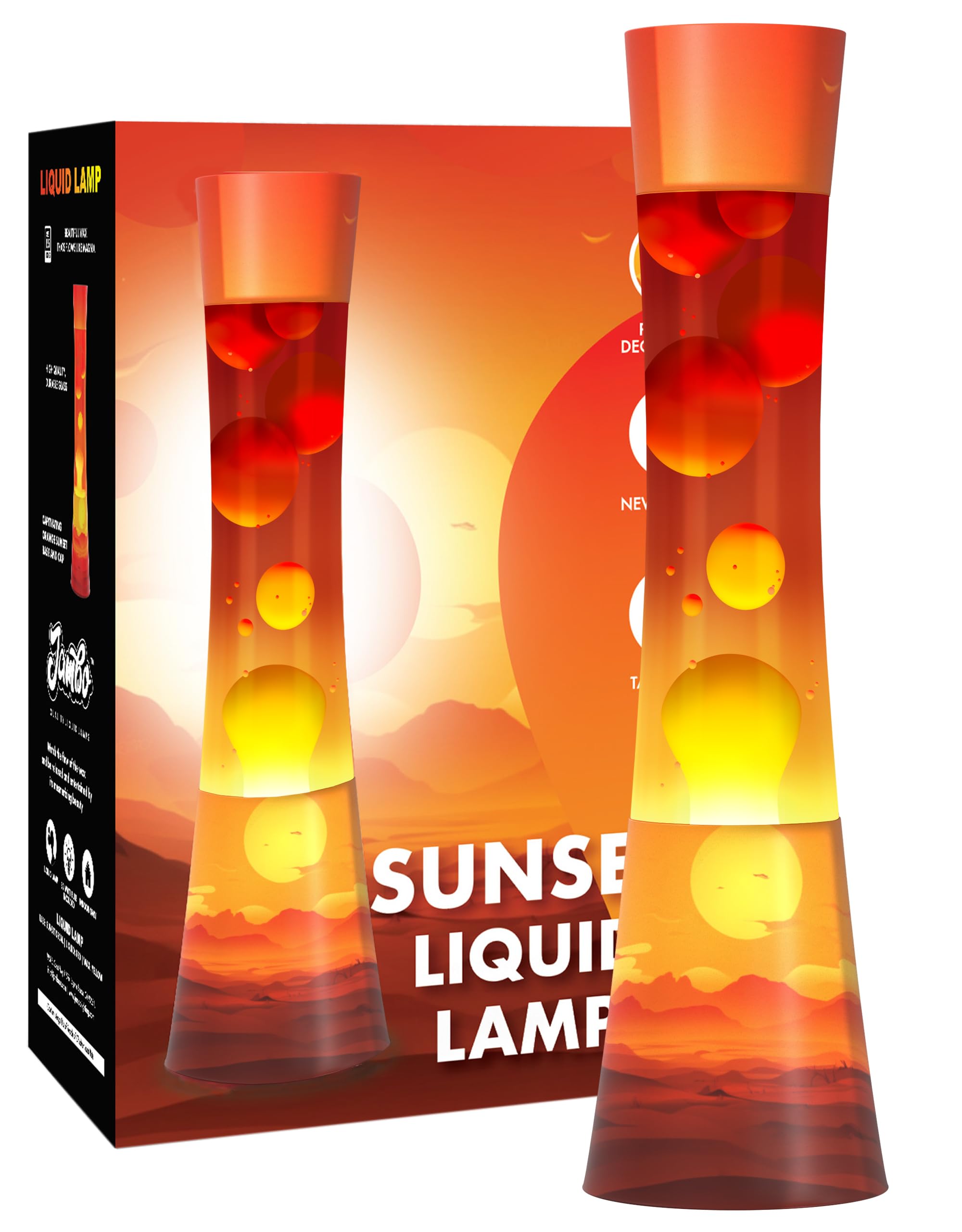 Jambo Lampe à mouvement liquide 15,5" Sunset – Lampe décorative relaxante pour salon chambre veilleuse