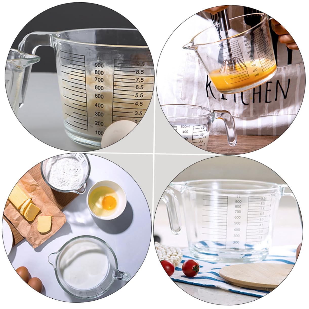 Cabilock Taza Batidora De Huevos Resistente Al Calor Taza Medidora De Vidrio Transparente Con Graduada Utensilios De Cocina Para Hornear Para y Medir Ingredientes Cocina