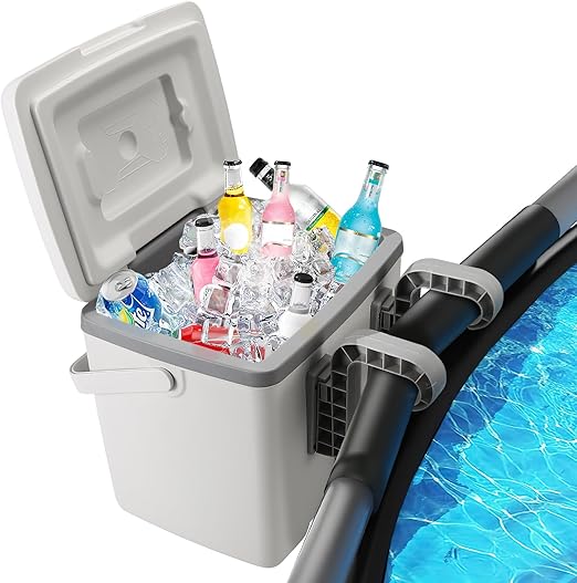 13.74 Qt Pool Cooler for Above Ground Pools, with 5 Ice Pack, Hard Cooler with Handle, Portable Above Ground Pool Accessories,Cans Keep Cold for 1-3 Days, Suitable for Poolside,Camping, Fishing