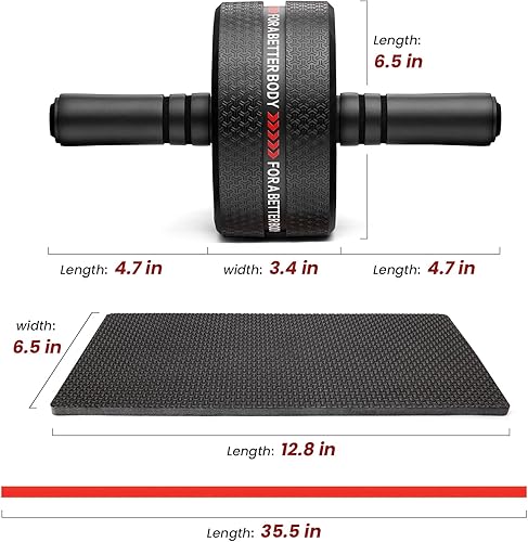 Miniatura 2 de Rueda de rodillo abdominal mejorada. Rodillo de entrenamiento abdominal para hombresmujeres, ruedas abdominales ampliadas a 3.4 pulgadas, banda de