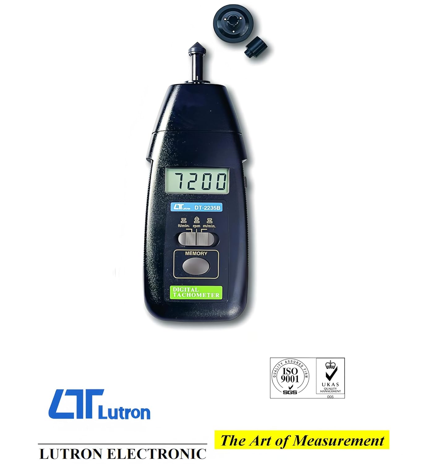 i-POOK CONTACT TACHOMETER DT-2235B Measures rotational speed from 0.5 to 19,999 RPM and surface speed from 0.05 to 1,999.9 m/min Accuracy: ±(0.05% + 1 digit) made in Taiwan