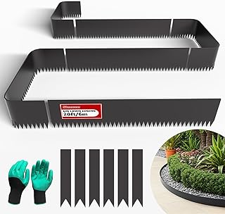 20ft. 6-Pack Galvanized Steel Landscape Edging - 40" L x 6" H Lawn Edging with 6 Stakes, Hammer-in Metal Garden Border for Landscaping, Lawn & Yard (Black)