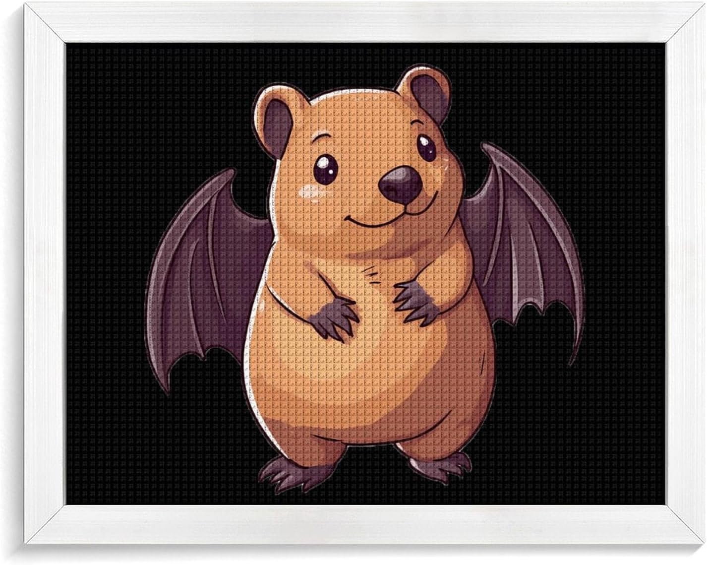 Chibi Wombat with Bat Wings Printed Diamond 5D Painting Kits DIY Full Drill Crafts for Home Wall Decor 16x20 Inch Yellow Wood 50 * 40cm
