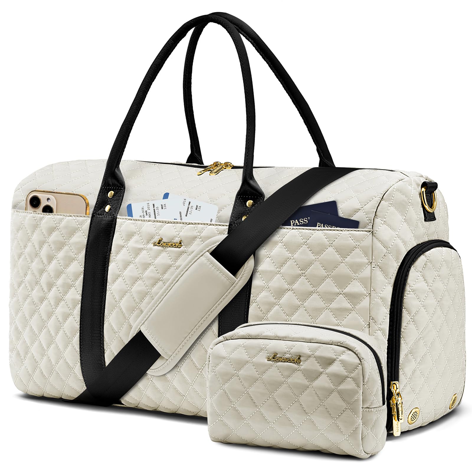 LOVEVOOK Travel Duffle Bag,Carry on Overnight Bag with Shoe Compartment,Weekender Bags for Women with Toiletry Bag,Gym Duffel Bag with Wet Pocket,