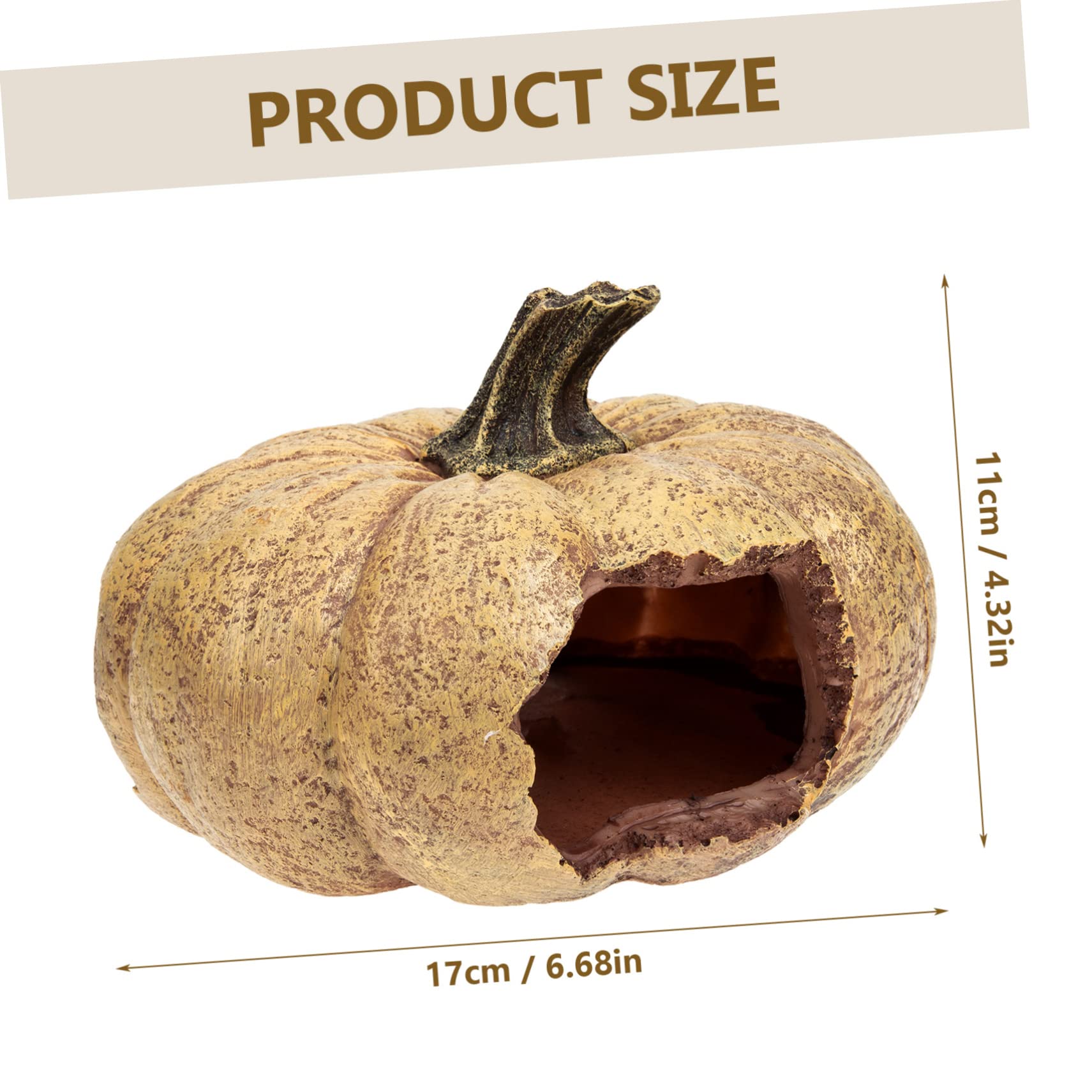 BESPORTBLE Refugio para Reptiles en Terrario con Calabaza de Resina Resistente al Desgaste y Textura Firme, Tono Naranja, Adecuado para Hábitats Pequeños