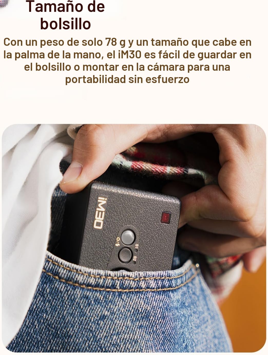 Godox iM30 Mini Flash, Speedlite Manual, GN15 S1/S2 Control Óptico, Temperatura de Color CCT 6500K±200K, 7 Niveles de Potencia (1/64~1/1), Compatible con Canon, Sony, Nikon, Pentax, Panasonic, Olympus