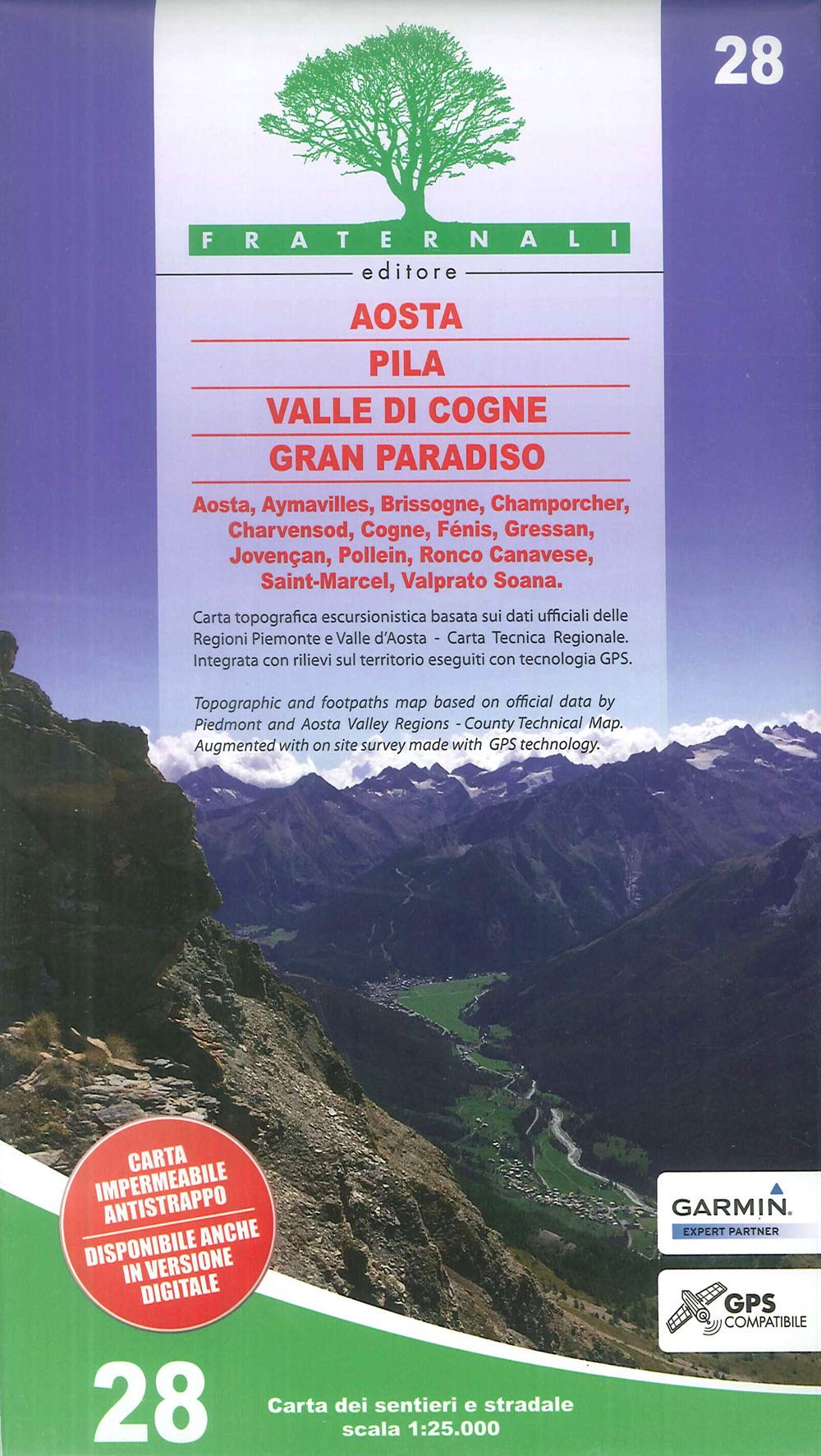 Aosta - Pila - Valle di Cogne - Gran Paradiso: 1:25000: 28 (wandelkaart)