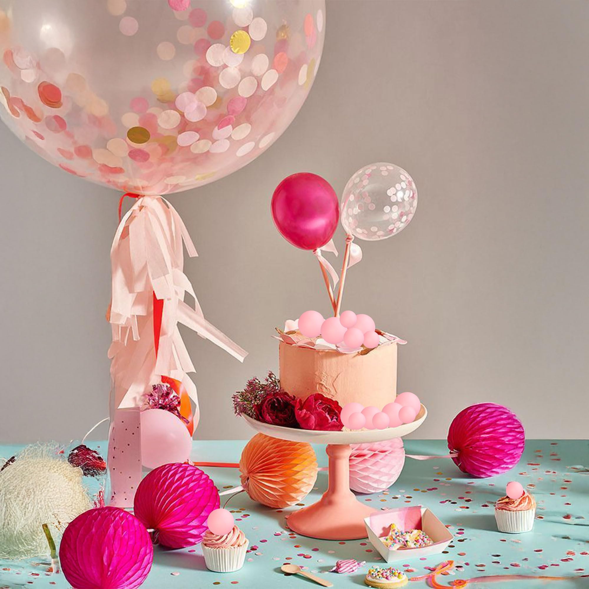 Palline per decorazione torta Topper per torta, Topper per torta fai-da-te, Decorazione per torta di buon compleanno, per la decorazione di torte di compleanno per feste di matrimonio (Rosa