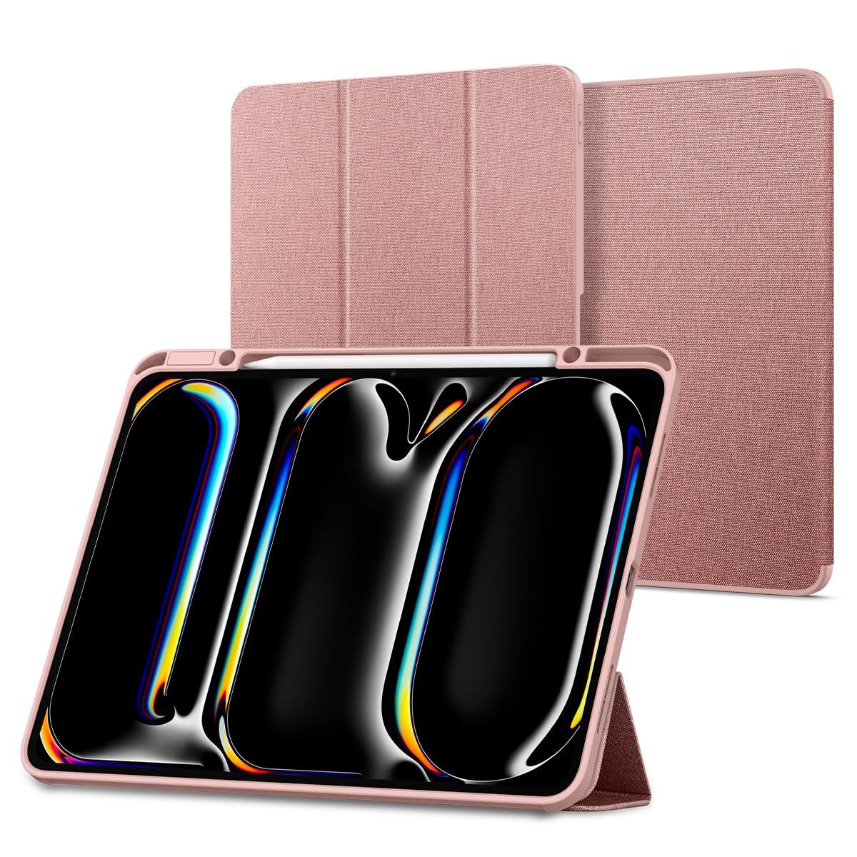 Spigen for iPad Pro 13 inch Case M5/M4 (2025-2024), Urban Fit Protective Premium Fabric Tri-Fold Cover with Pencil Holder, Rose Gold