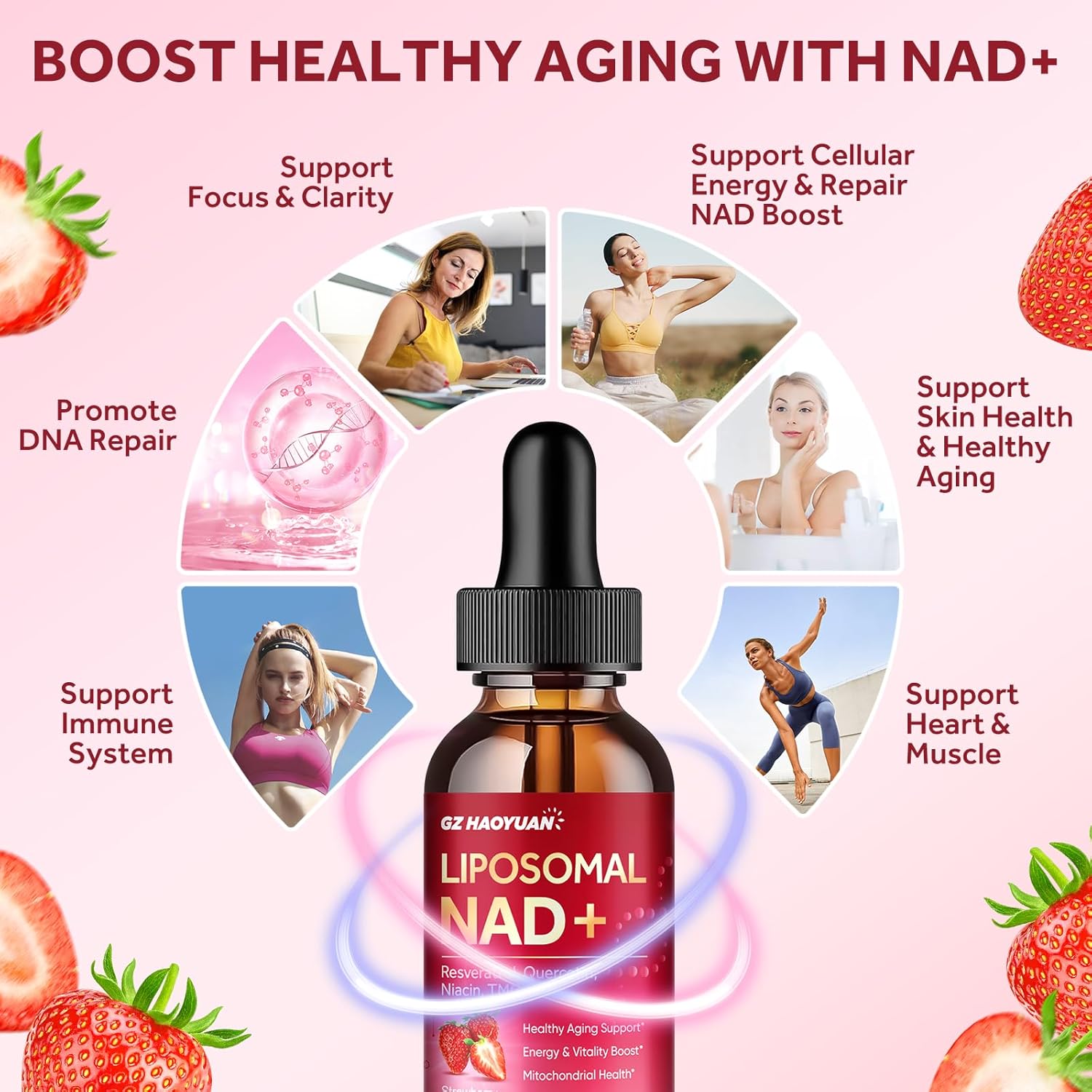 Liposomal NAD Supplement - 1200mg NAD+ Liquid Drops for Women & Men with Nicotinamide, Resveratrol, Quercetin, TMG, Black Pepper Extract - Brain & Cellular Mitochondrial Health, Anti-Aging, Longevity - Image 7