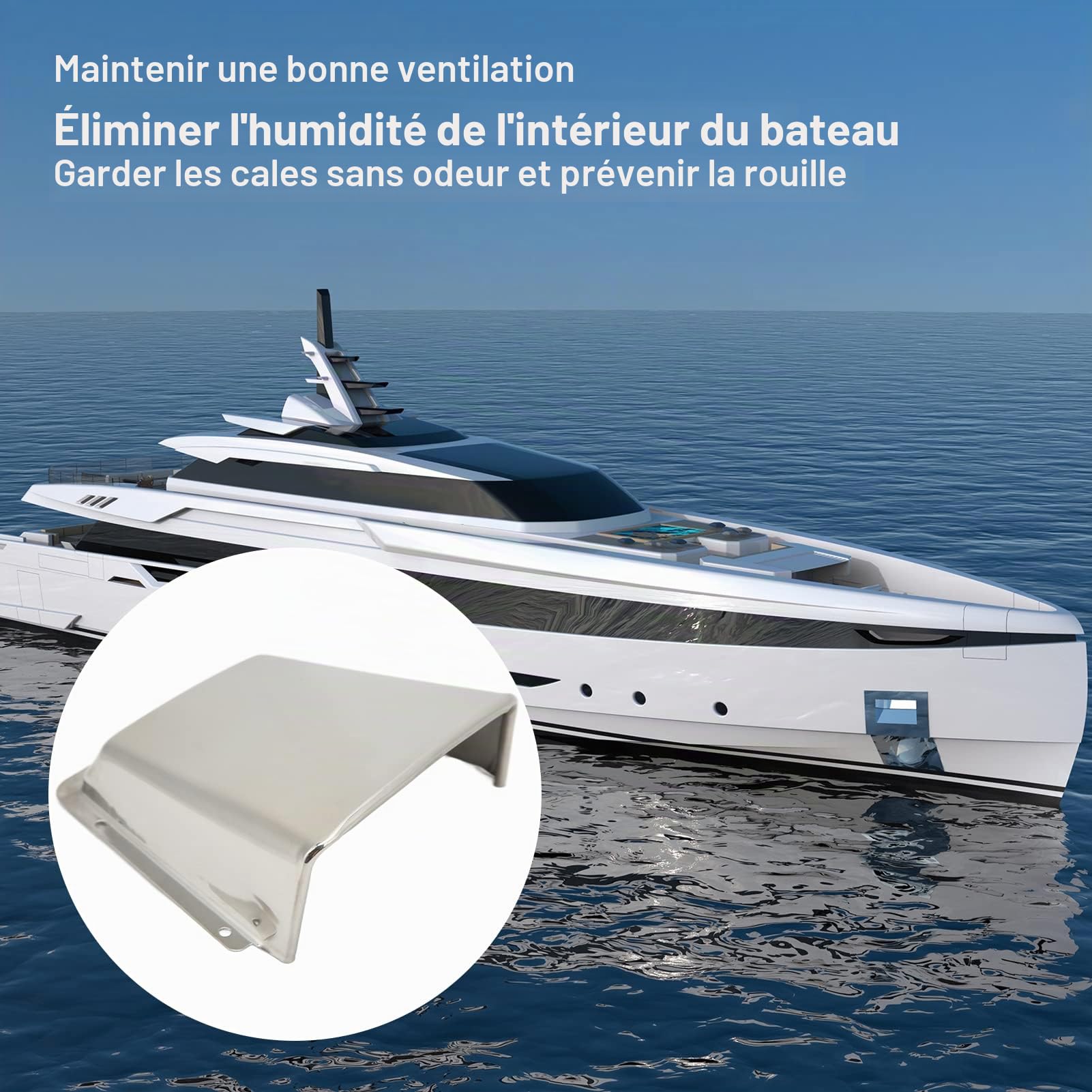 Aérateur de Capot de Bateau, Couvercle D'Évent Marin en Acier Inoxydable 304 Avec Base en Nylon Résistant À L'Humidité, Haute Résistance et Durable pour Tous Les Types de Bateaux et Yachts